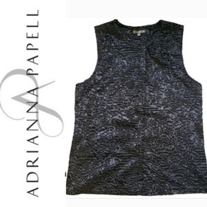 LG Faux Fur Knit Black Vest Back Waistcoat Adrianna Papell Textured